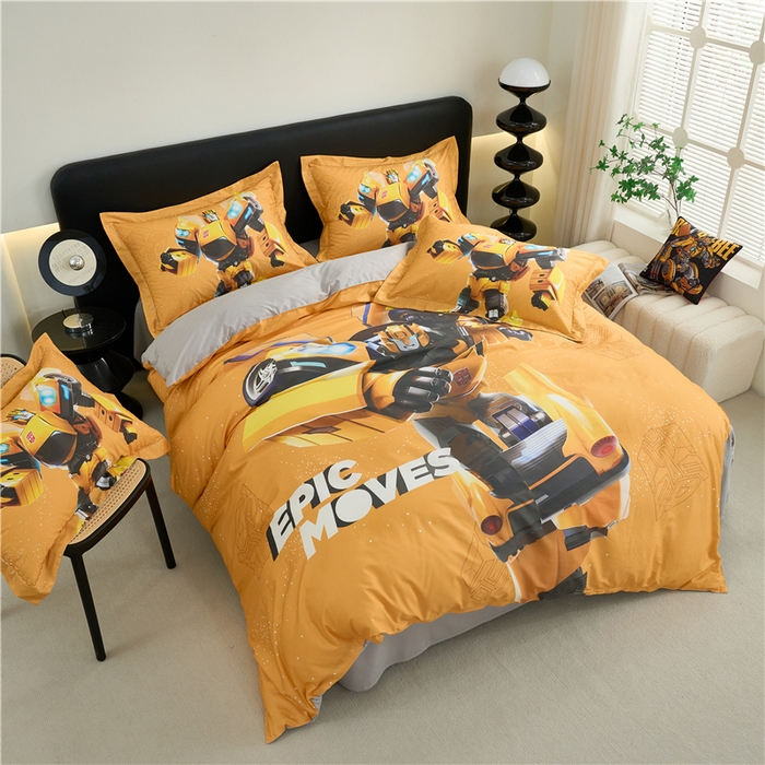 91家纺网 家纺一手货源 找家纺 百利卡通（原迪士尼家纺） 2025新款亲肤舒适变形金刚数码印花全棉纯棉三四件套 大黄蜂