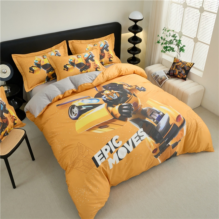 91家纺网 家纺一手货源 找家纺 百利卡通（原迪士尼家纺） 2025新款亲肤舒适变形金刚数码印花全棉纯棉三四件套 大黄蜂