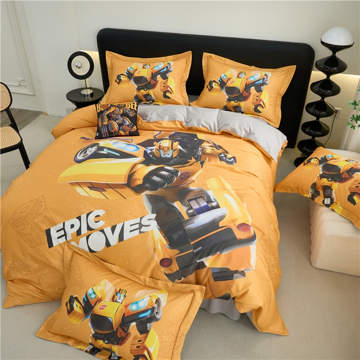 91家纺网 家纺一手货源 找家纺 百利卡通（原迪士尼家纺） 2025新款亲肤舒适变形金刚数码印花全棉纯棉三四件套 大黄蜂