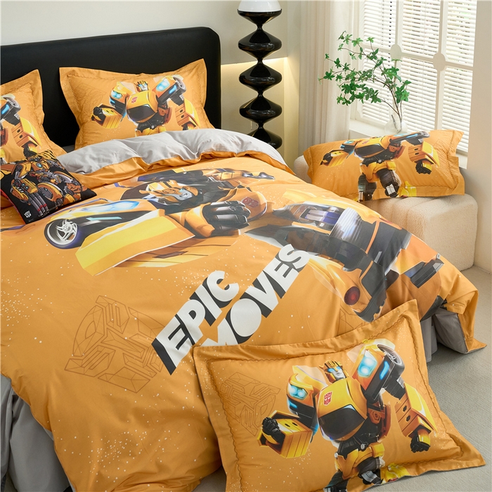 91家纺网 家纺一手货源 找家纺 百利卡通（原迪士尼家纺） 2025新款亲肤舒适变形金刚数码印花全棉纯棉三四件套 大黄蜂