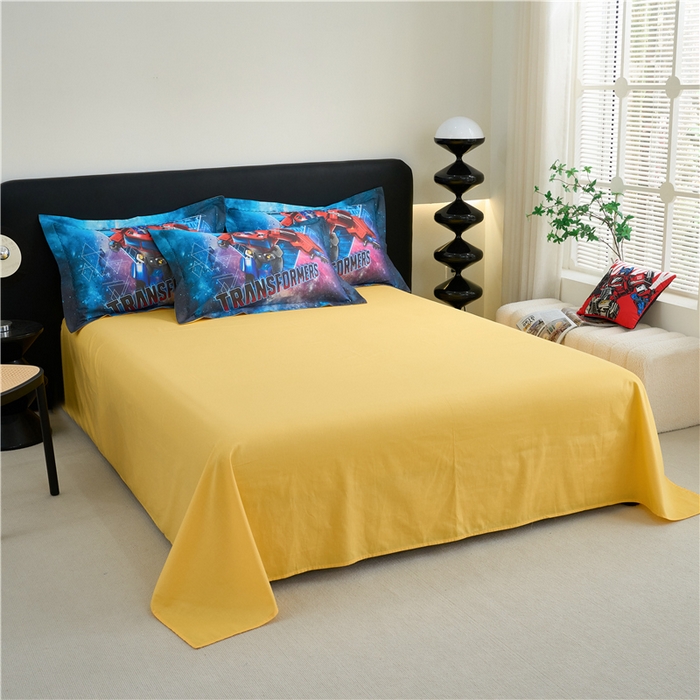 91家纺网 家纺一手货源 找家纺 百利卡通（原迪士尼家纺） 2025新款亲肤舒适变形金刚数码印花全棉纯棉三四件套 擎天柱-星空