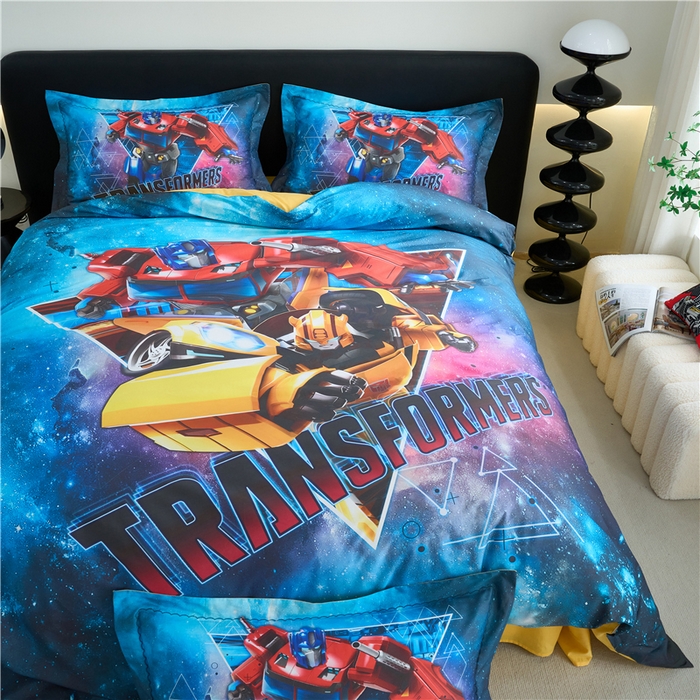 91家纺网 家纺一手货源 找家纺 百利卡通（原迪士尼家纺） 2025新款亲肤舒适变形金刚数码印花全棉纯棉三四件套 擎天柱-星空