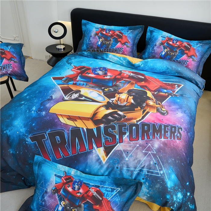 91家纺网 家纺一手货源 找家纺 百利卡通（原迪士尼家纺） 2025新款亲肤舒适变形金刚数码印花全棉纯棉三四件套 擎天柱-星空