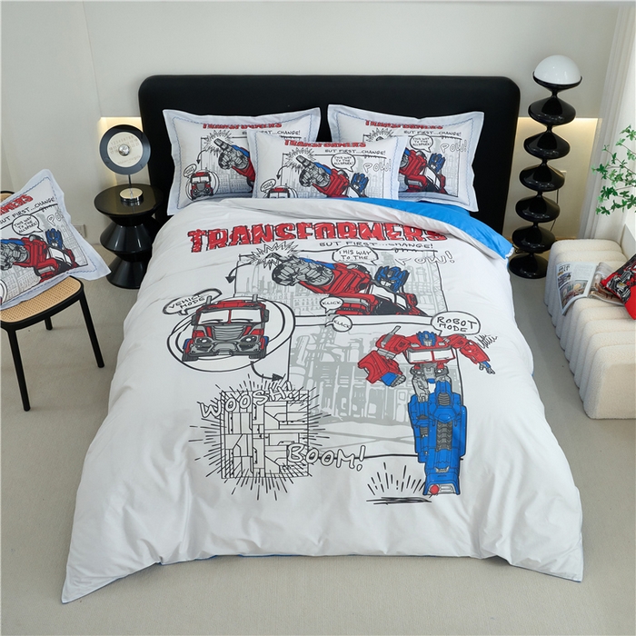 百利卡通（原迪士尼家纺） 2025新款亲肤舒适变形金刚数码印花全棉纯棉三四件套 擎天柱-漫画