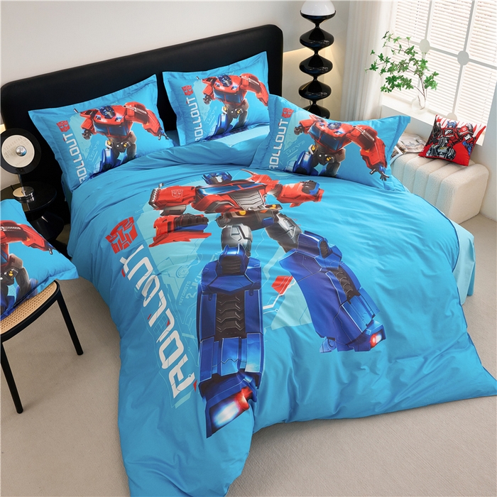 91家纺网 家纺一手货源 找家纺 百利卡通（原迪士尼家纺） 2025新款亲肤舒适变形金刚数码印花全棉纯棉三四件套 擎天柱-大杀臂