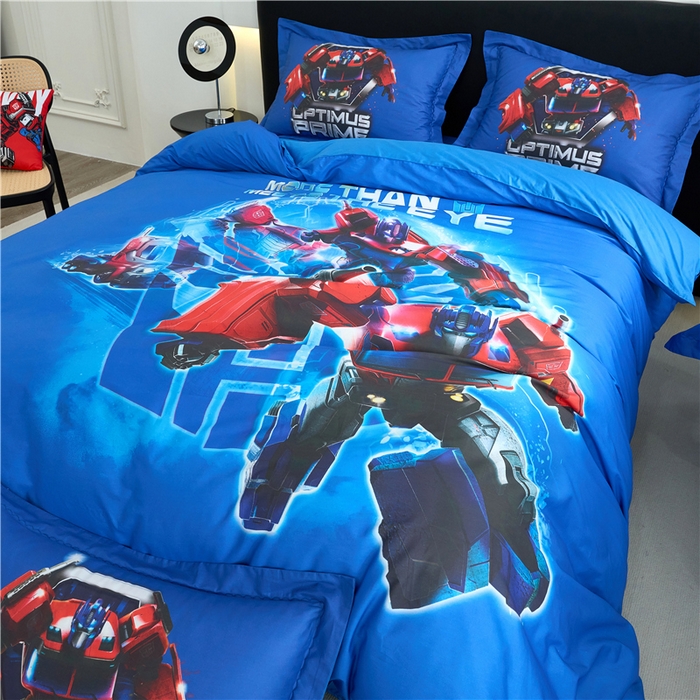 91家纺网 家纺一手货源 找家纺 百利卡通（原迪士尼家纺） 2025新款亲肤舒适变形金刚数码印花全棉纯棉三四件套 擎天柱-变形