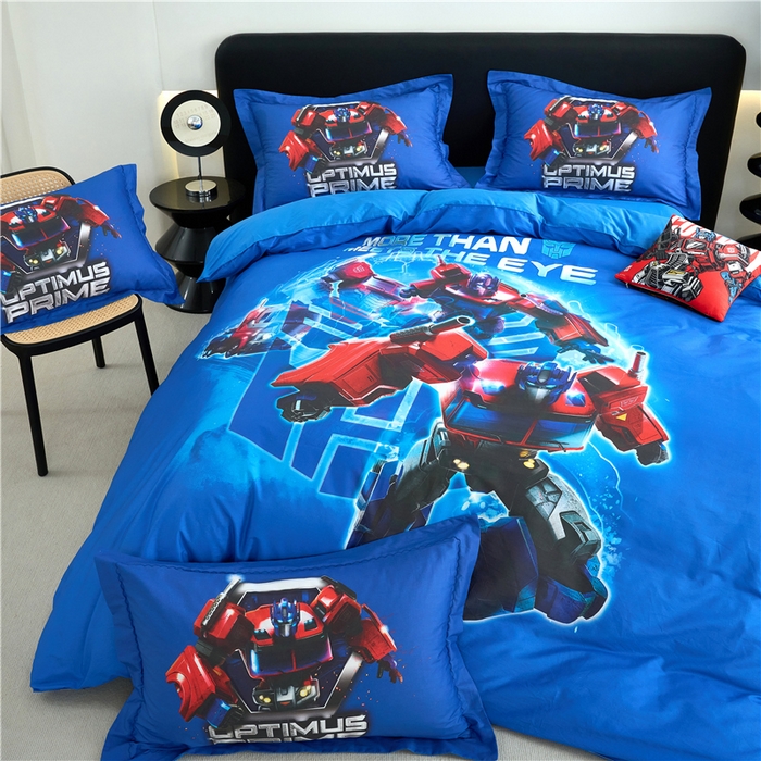 91家纺网 家纺一手货源 找家纺 百利卡通（原迪士尼家纺） 2025新款亲肤舒适变形金刚数码印花全棉纯棉三四件套 擎天柱-变形