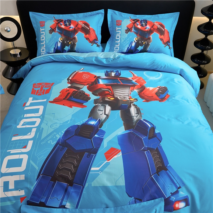 91家纺网 家纺一手货源 找家纺 百利卡通（原迪士尼家纺） 2025新款亲肤舒适变形金刚数码印花全棉纯棉三四件套 擎天柱-大杀臂