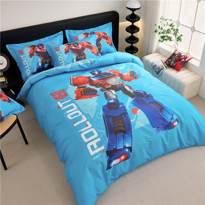 91家纺网 家纺一手货源 找家纺 百利卡通（原迪士尼家纺） 2025新款亲肤舒适变形金刚数码印花全棉纯棉三四件套 擎天柱-大杀臂