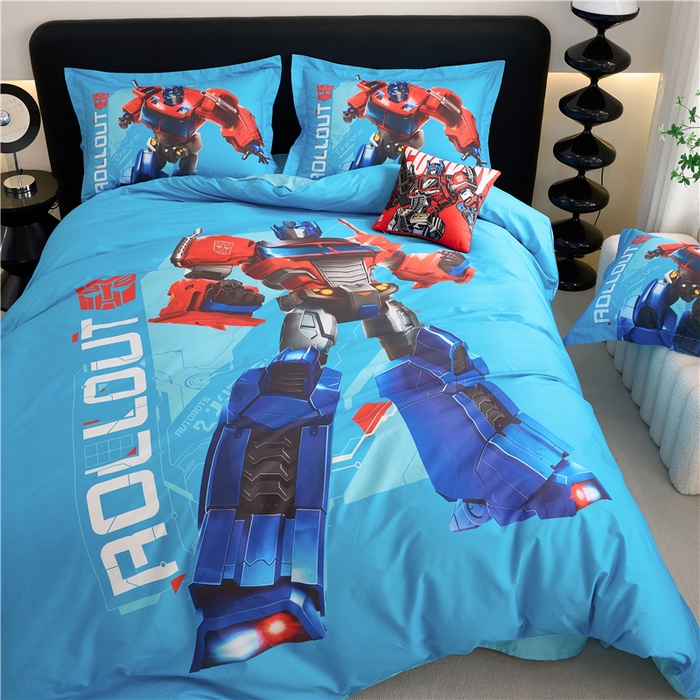 91家纺网 家纺一手货源 找家纺 百利卡通（原迪士尼家纺） 2025新款亲肤舒适变形金刚数码印花全棉纯棉三四件套 擎天柱-大杀臂