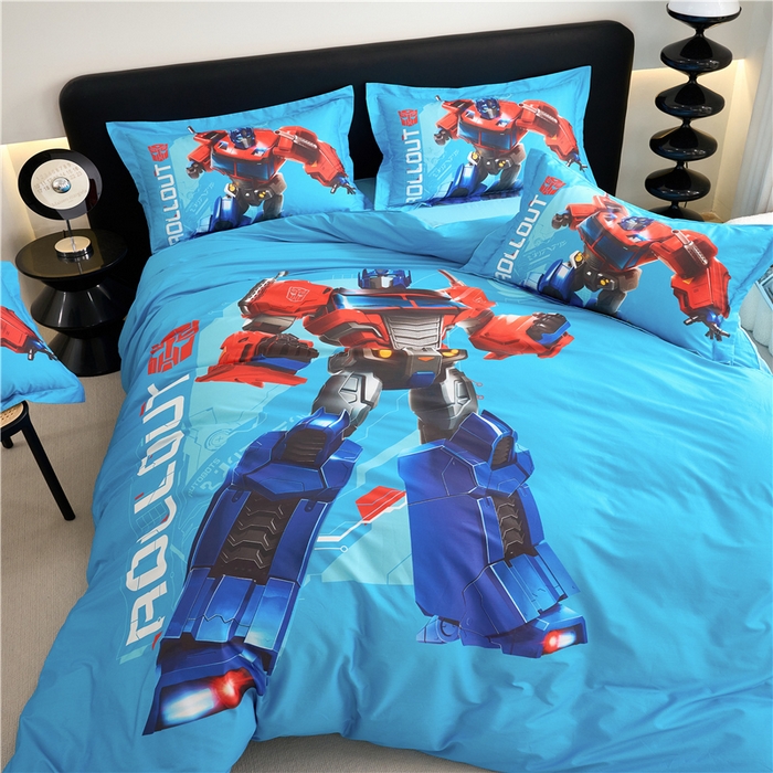 91家纺网 家纺一手货源 找家纺 百利卡通（原迪士尼家纺） 2025新款亲肤舒适变形金刚数码印花全棉纯棉三四件套 擎天柱-大杀臂