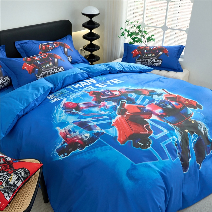 91家纺网 家纺一手货源 找家纺 百利卡通（原迪士尼家纺） 2025新款亲肤舒适变形金刚数码印花全棉纯棉三四件套 擎天柱-变形