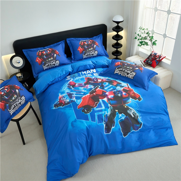 91家纺网 家纺一手货源 找家纺 百利卡通（原迪士尼家纺） 2025新款亲肤舒适变形金刚数码印花全棉纯棉三四件套 擎天柱-变形