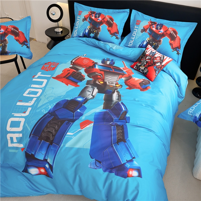 91家纺网 家纺一手货源 找家纺 百利卡通（原迪士尼家纺） 2025新款亲肤舒适变形金刚数码印花全棉纯棉三四件套 擎天柱-大杀臂