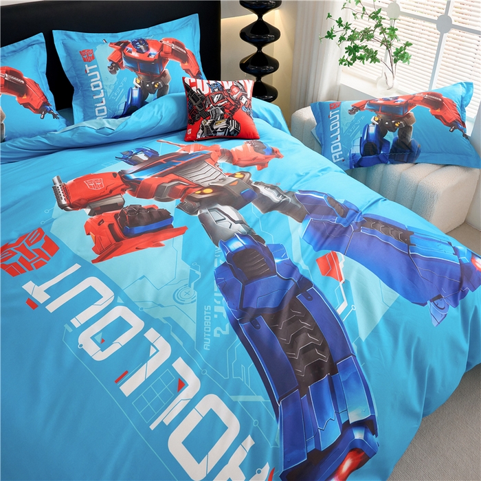 91家纺网 家纺一手货源 找家纺 百利卡通（原迪士尼家纺） 2025新款亲肤舒适变形金刚数码印花全棉纯棉三四件套 擎天柱-大杀臂