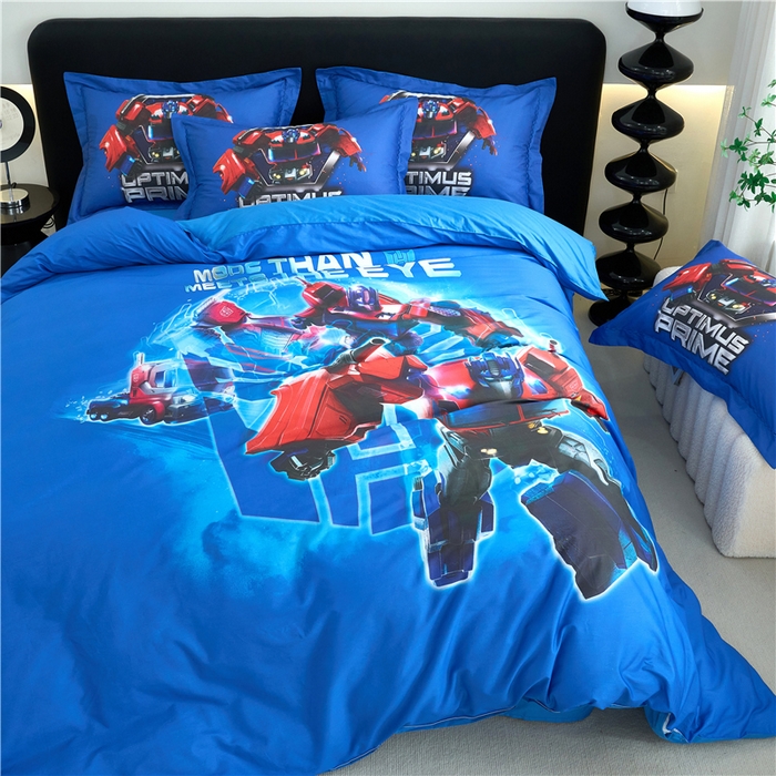 91家纺网 家纺一手货源 找家纺 百利卡通（原迪士尼家纺） 2025新款亲肤舒适变形金刚数码印花全棉纯棉三四件套 擎天柱-变形