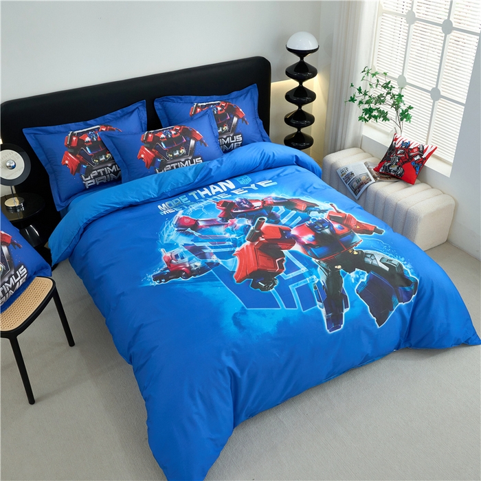 91家纺网 家纺一手货源 找家纺 百利卡通（原迪士尼家纺） 2025新款亲肤舒适变形金刚数码印花全棉纯棉三四件套 擎天柱-变形