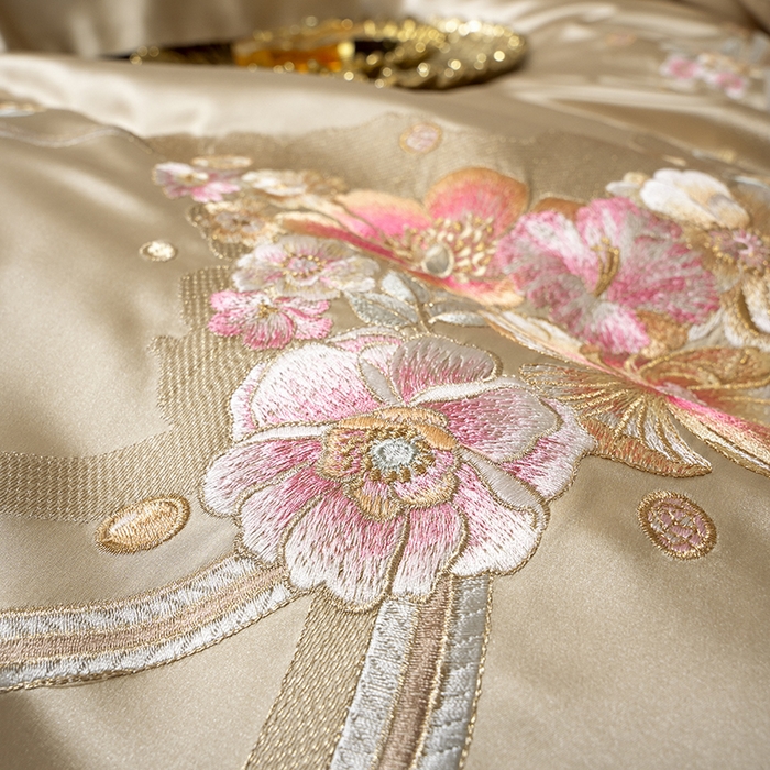 91家纺网 家纺一手货源 找家纺 至爱今生 2025新款色值提花四件套-安吉莉娜 安吉莉娜-金色