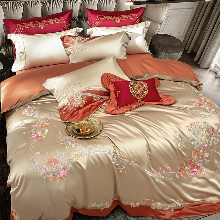 91家纺网 家纺一手货源 找家纺 至爱今生 2025新款色值提花四件套-安吉莉娜 安吉莉娜-金色