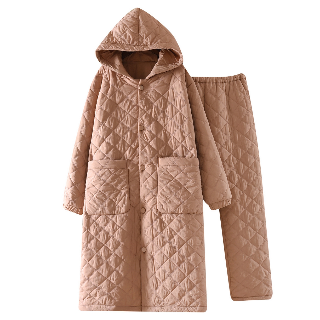 91家纺网 家纺一手货源 找家纺 （总）洛兰沙家居馆 2025新款只代发新款防风防水情侣夹棉睡衣男冬季女三层加厚保暖冬天家居服睡袍套装