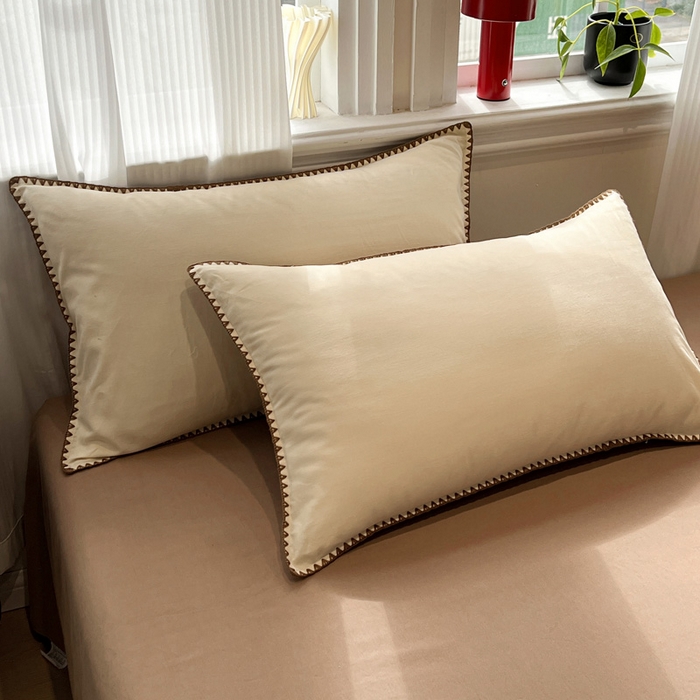 91家纺网 家纺一手货源 找家纺 （总）棉生活家纺 2025新款简约北欧风全棉纯棉磨毛贝壳边四件套