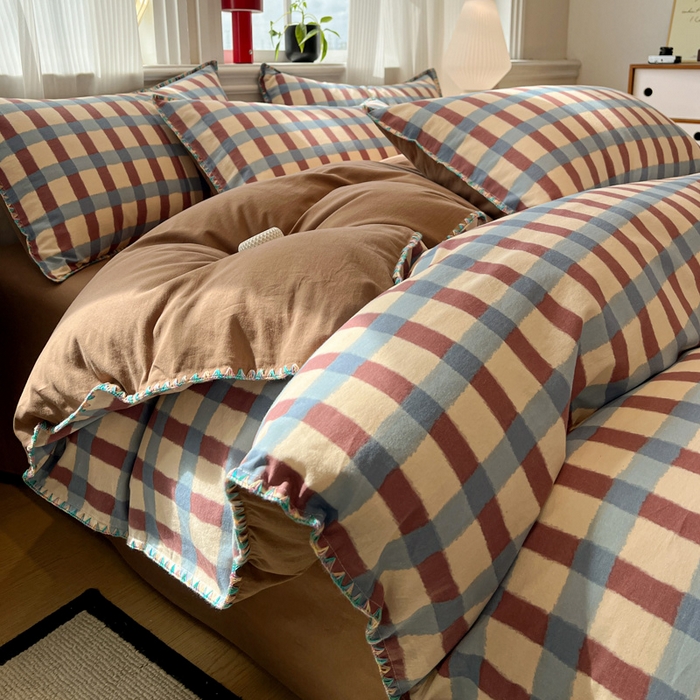 91家纺网 家纺一手货源 找家纺 （总）棉生活家纺 2025新款简约北欧风全棉纯棉磨毛贝壳边四件套