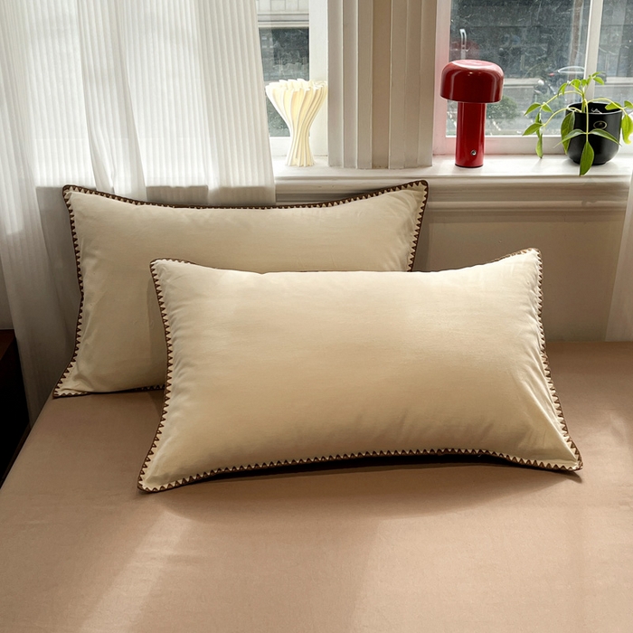 91家纺网 家纺一手货源 找家纺 棉生活家纺 2025新款简约北欧风全棉纯棉磨毛贝壳边四件套 昭雪