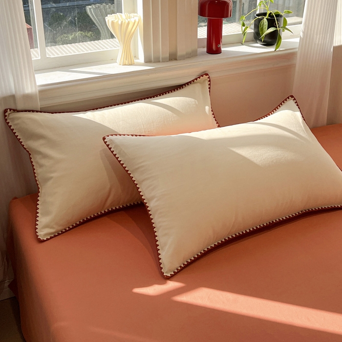 91家纺网 家纺一手货源 找家纺 棉生活家纺 2025新款简约北欧风全棉纯棉磨毛贝壳边四件套 日落