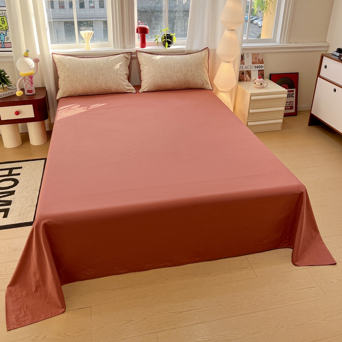 91家纺网 家纺一手货源 找家纺 棉生活家纺 2025新款简约北欧风全棉纯棉磨毛贝壳边四件套 枫情