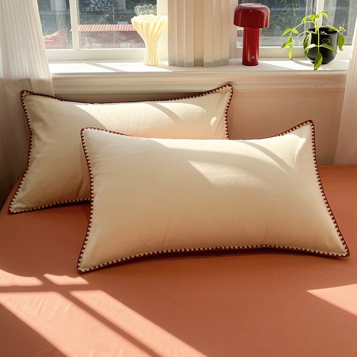 91家纺网 家纺一手货源 找家纺 棉生活家纺 2025新款简约北欧风全棉纯棉磨毛贝壳边四件套 日落