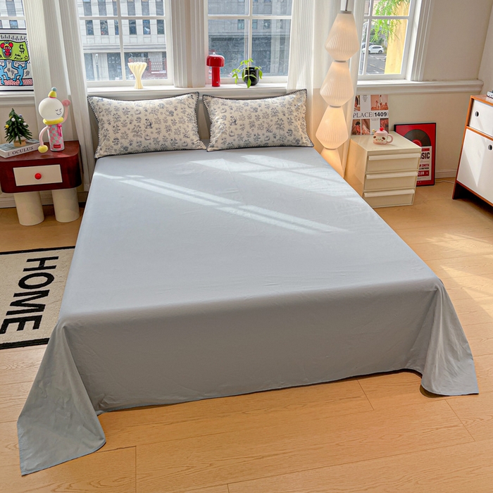 91家纺网 家纺一手货源 找家纺 棉生活家纺 2025新款简约北欧风全棉纯棉磨毛贝壳边四件套 漫野-兰