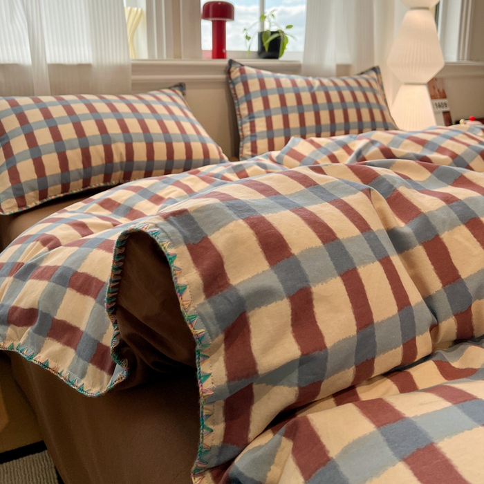 91家纺网 家纺一手货源 找家纺 棉生活家纺 2025新款简约北欧风全棉纯棉磨毛贝壳边四件套 弗洛伦萨