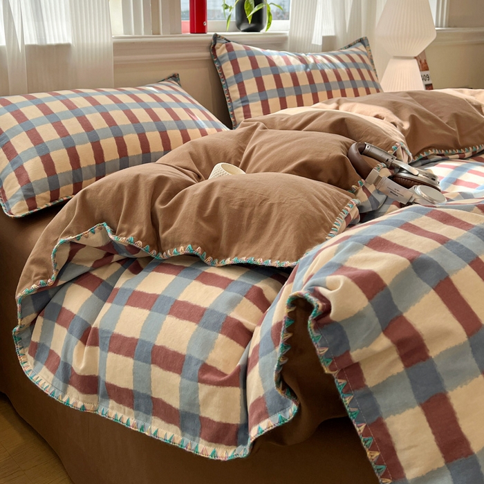 91家纺网 家纺一手货源 找家纺 棉生活家纺 2025新款简约北欧风全棉纯棉磨毛贝壳边四件套 弗洛伦萨