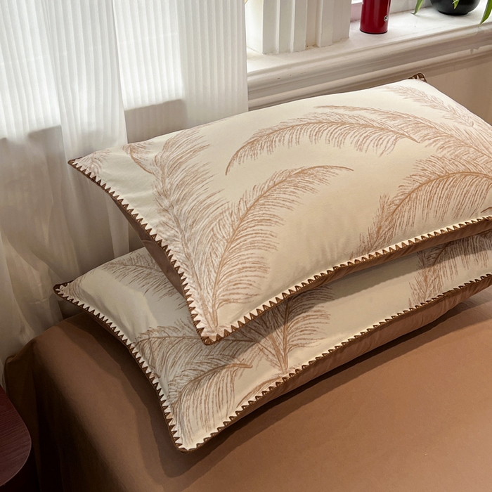 91家纺网 家纺一手货源 找家纺 棉生活家纺 2025新款简约北欧风全棉纯棉磨毛贝壳边四件套 绽放