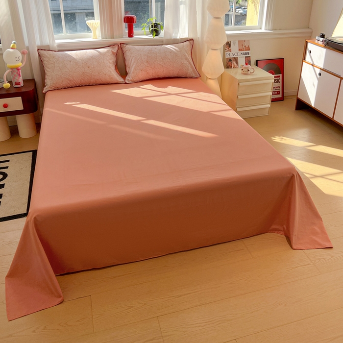 91家纺网 家纺一手货源 找家纺 棉生活家纺 2025新款简约北欧风全棉纯棉磨毛贝壳边四件套 秋日