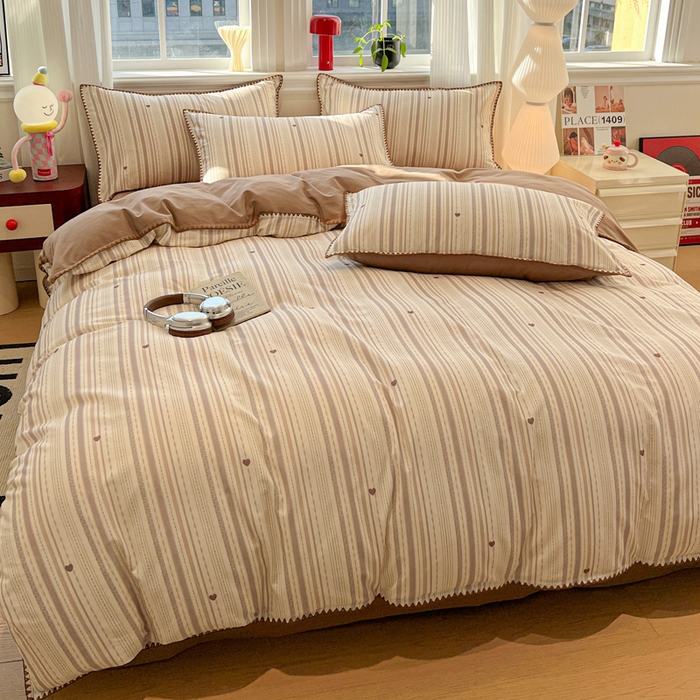 91家纺网 家纺一手货源 找家纺 棉生活家纺 2025新款简约北欧风全棉纯棉磨毛贝壳边四件套 可可小姐