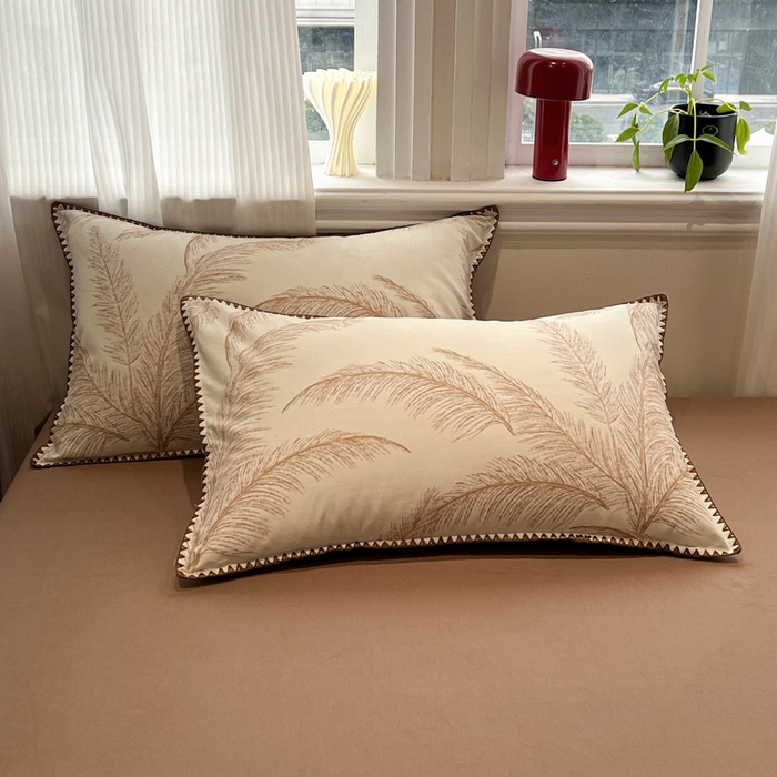 91家纺网 家纺一手货源 找家纺 棉生活家纺 2025新款简约北欧风全棉纯棉磨毛贝壳边四件套 绽放