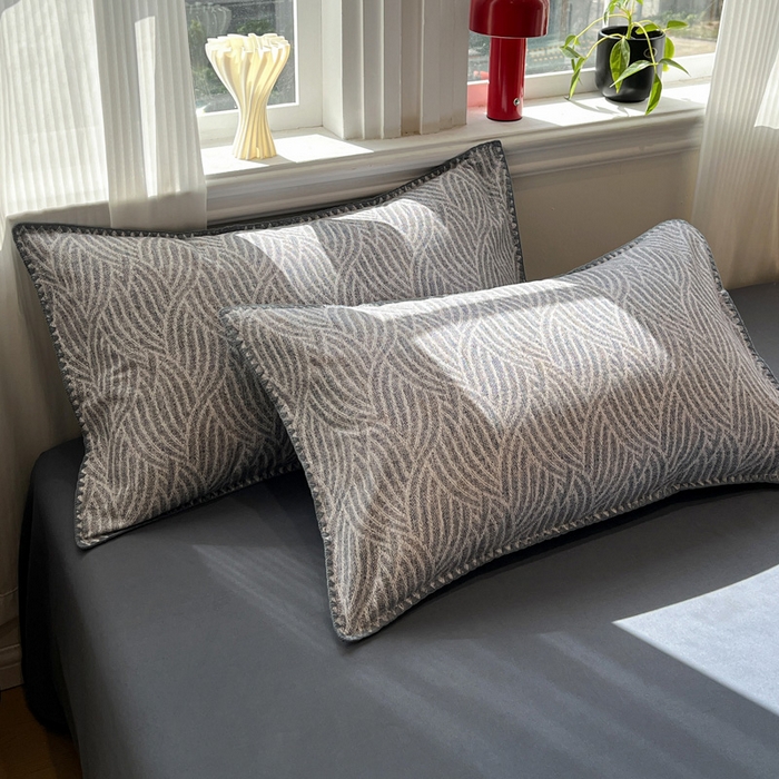 91家纺网 家纺一手货源 找家纺 棉生活家纺 2025新款简约北欧风全棉纯棉磨毛贝壳边四件套 流云