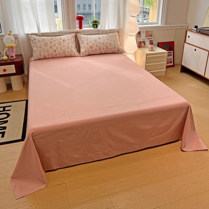 91家纺网 家纺一手货源 找家纺 棉生活家纺 2025新款简约北欧风全棉纯棉磨毛贝壳边四件套 漫野-粉