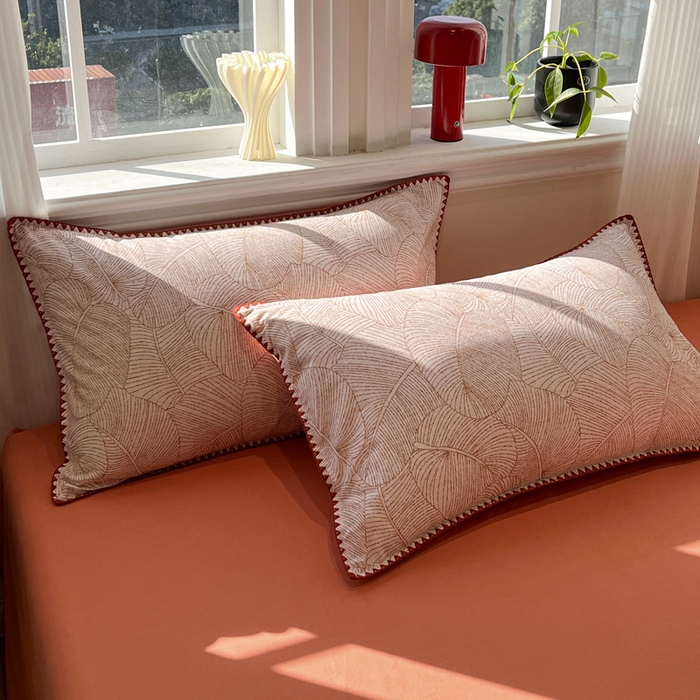 91家纺网 家纺一手货源 找家纺 棉生活家纺 2025新款简约北欧风全棉纯棉磨毛贝壳边四件套 秋日