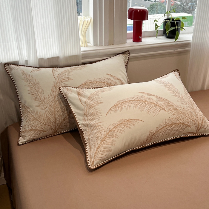 91家纺网 家纺一手货源 找家纺 棉生活家纺 2025新款简约北欧风全棉纯棉磨毛贝壳边四件套 绽放