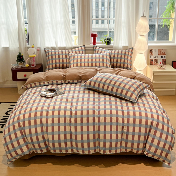 91家纺网 家纺一手货源 找家纺 棉生活家纺 2025新款简约北欧风全棉纯棉磨毛贝壳边四件套 弗洛伦萨