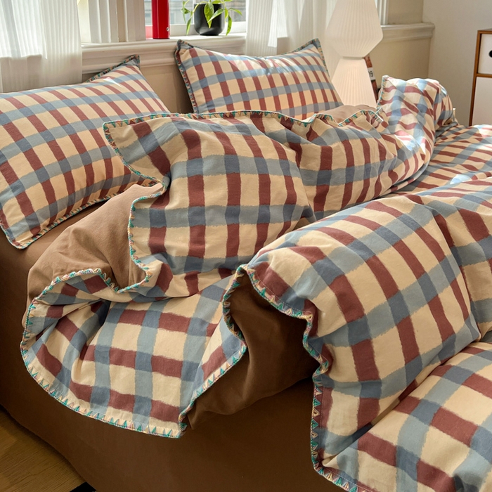 91家纺网 家纺一手货源 找家纺 棉生活家纺 2025新款简约北欧风全棉纯棉磨毛贝壳边四件套 弗洛伦萨