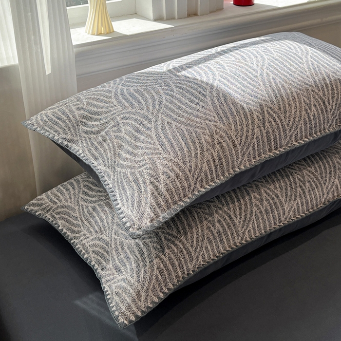 91家纺网 家纺一手货源 找家纺 棉生活家纺 2025新款简约北欧风全棉纯棉磨毛贝壳边四件套 流云