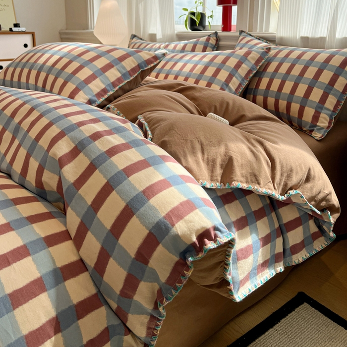 91家纺网 家纺一手货源 找家纺 棉生活家纺 2025新款简约北欧风全棉纯棉磨毛贝壳边四件套 弗洛伦萨