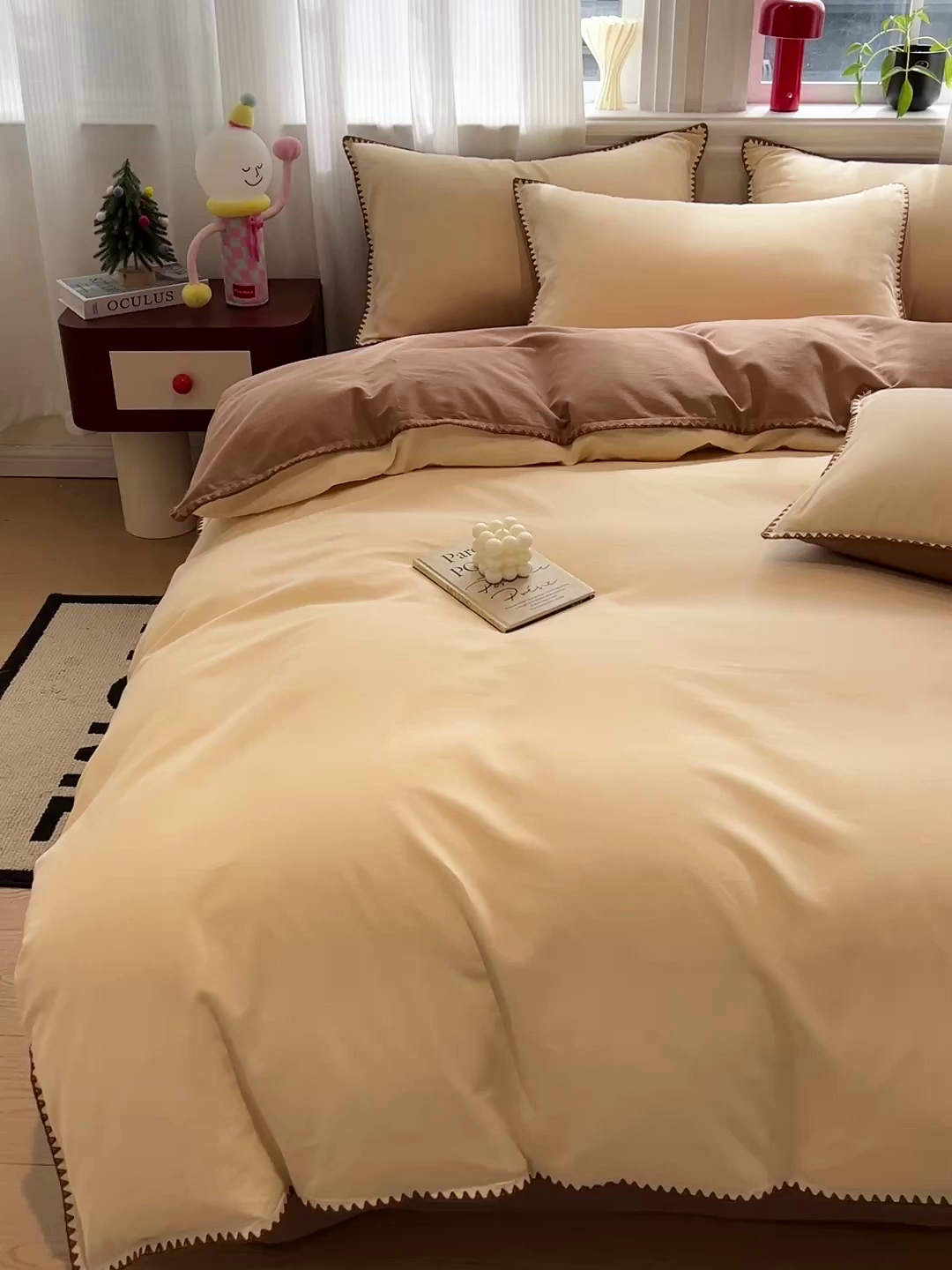 91家纺网 家纺一手货源 找家纺 棉生活家纺 2025新款简约北欧风全棉纯棉磨毛贝壳边四件套 昭雪