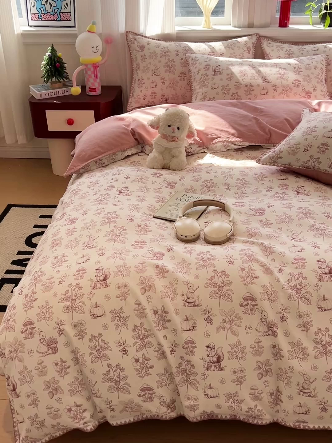 91家纺网 家纺一手货源 找家纺 棉生活家纺 2025新款简约北欧风全棉纯棉磨毛贝壳边四件套 漫野-粉