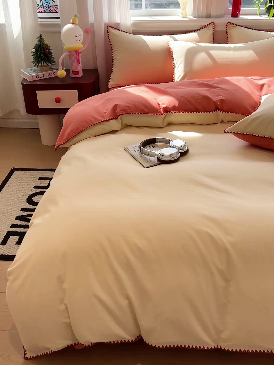 91家纺网 家纺一手货源 找家纺 棉生活家纺 2025新款简约北欧风全棉纯棉磨毛贝壳边四件套 日落