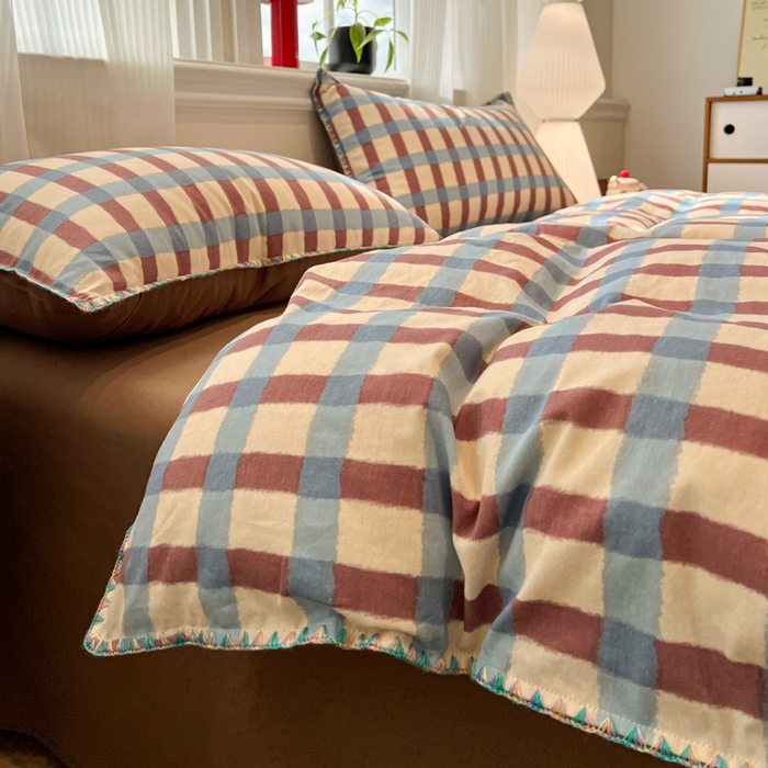 91家纺网 家纺一手货源 找家纺 棉生活家纺 2025新款简约北欧风全棉纯棉磨毛贝壳边四件套 弗洛伦萨