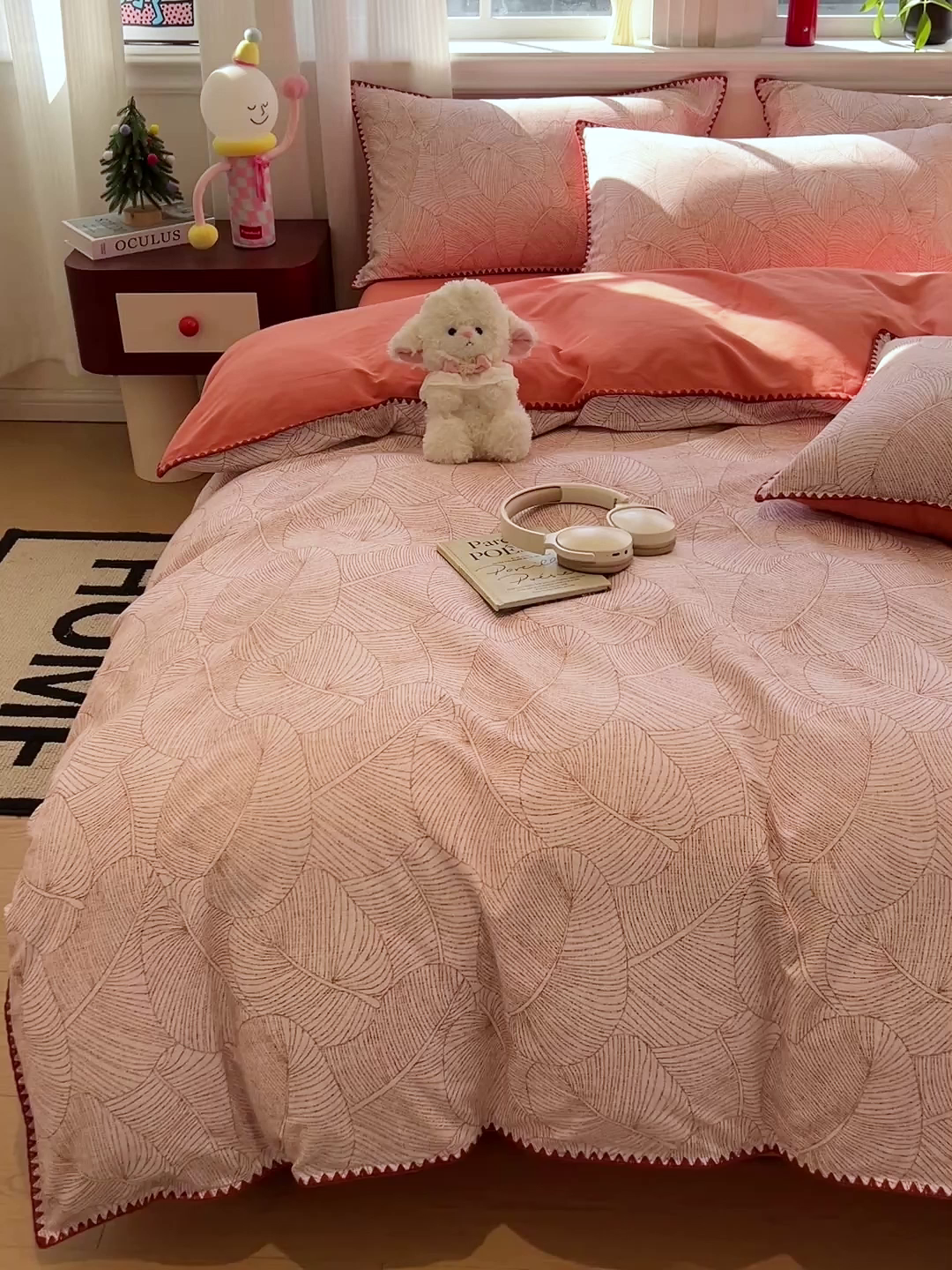 91家纺网 家纺一手货源 找家纺 棉生活家纺 2025新款简约北欧风全棉纯棉磨毛贝壳边四件套 秋日